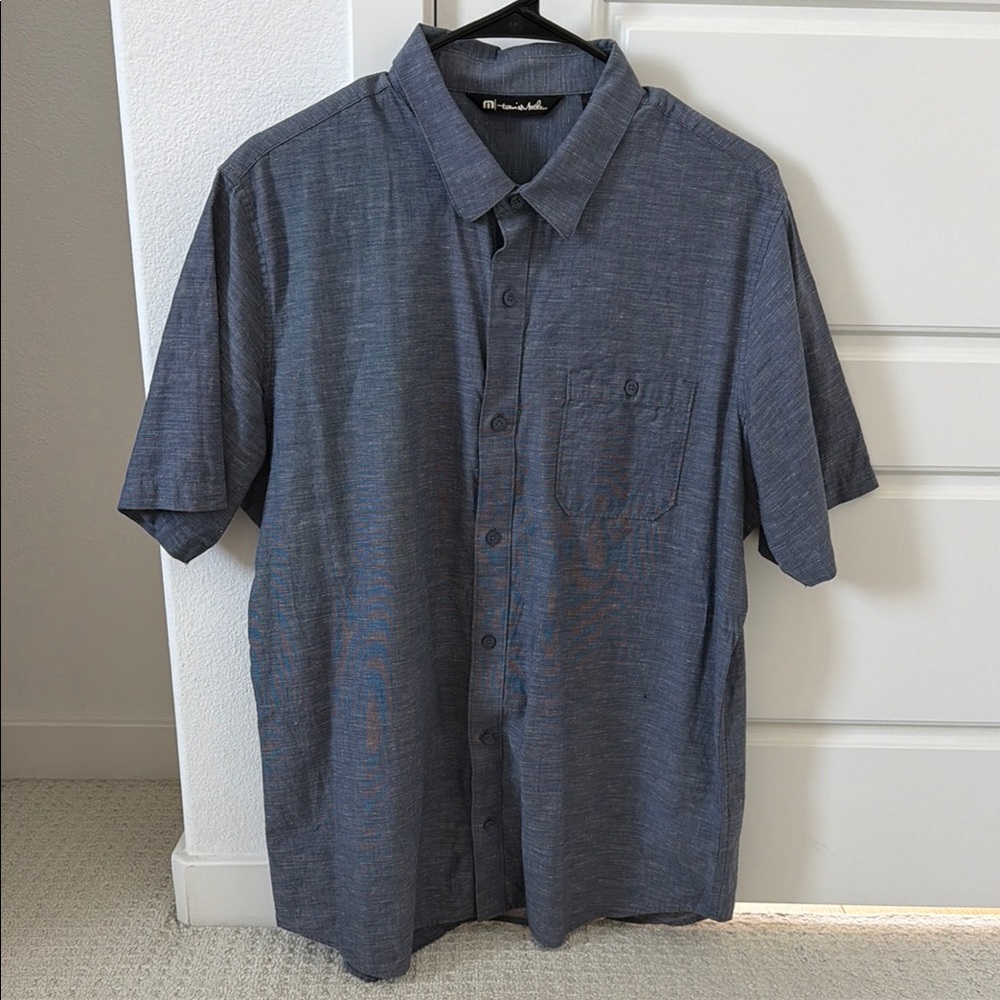 Travis Mathew Men's Short-Sleeve Button-Up Shirt - Blue